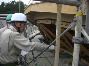 場内安全施設確認の様子